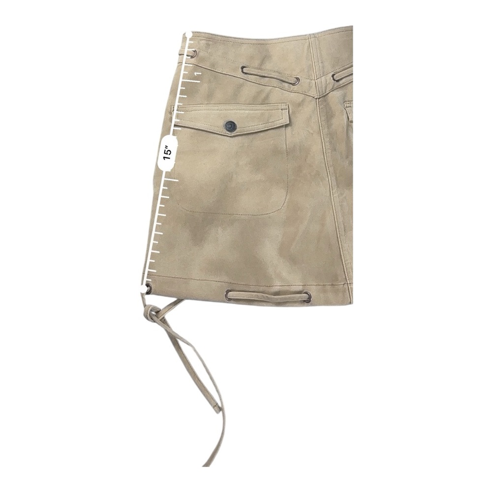 Free People Sierra Mini Skirt Women 10 Beige Suede Country Western Boho Festival - Picture 6 of 6